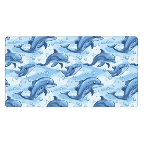Grand tapis de souris dauphin en caoutchouc imprimé avec bords cousus