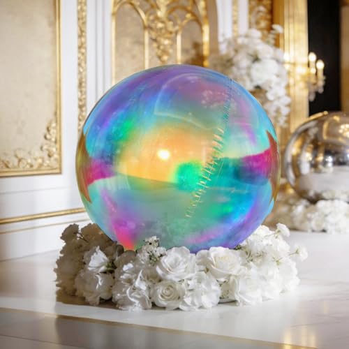 OZIS 23.6inch Inflatable Mirror Ball for Hanging&Standing PVC Airtight Disco Bubble Balloon For Wedding Event Nightclub Stage Party Decor 1 Piece (Color)