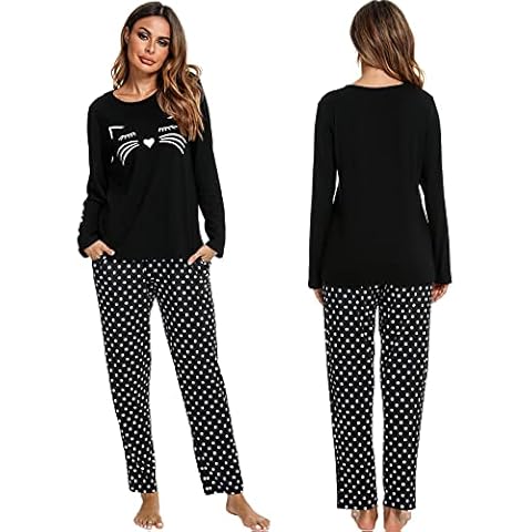 Pijama Mujer Invierno Algodón Estampado Lindo 2 Piezas Cover