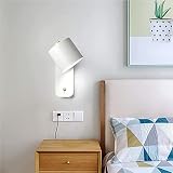 Nordische Drehbare Nachttischlampe, Metall-Retro-Industrie-Retro-Wandlampe, Mit E27-Fassung, Geeignet FüR Schlafzimmer, Wohnzimmer, Esstisch, Esszimmer,Weiß