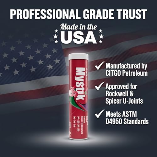 Image of Mystik JT-6 High Temp Grease Tubes for Grease Gun, Multi Purpose Red Lithium Complex, NLGI 2, Wheel Bearing Grease, 14 oz, 2 Pack