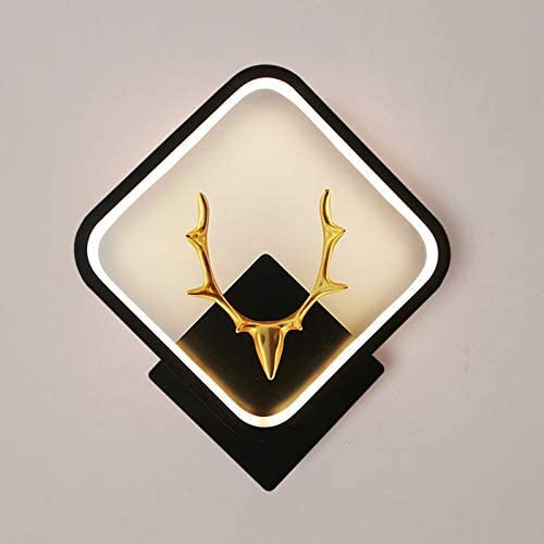18W Golden Wall Deer Home Decore Led Fancy Wall Light,Night Lamp,Decorative Lamp,Wall Hanging Lights for Bedroom,Living Room,Color(Warm White+Natural White+Cold White). (Square)