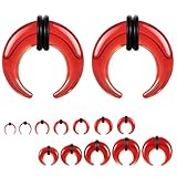 ZS 1 Pair Glass Septum Stretching Kit Set - C Shape Pincher Tapers with O-Rings, 14G to 5/8