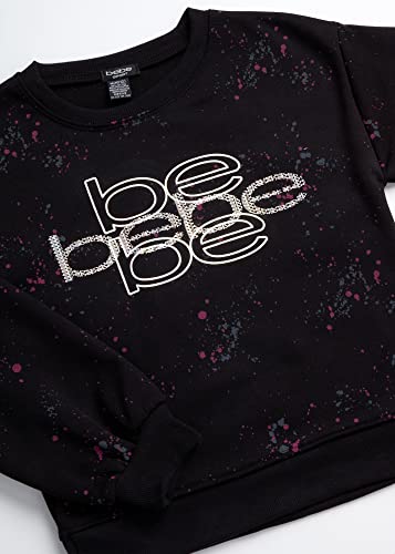 Bebe Girls' Workout Set - 3 Piece Performance Fleece Sweatshirt, Leggings, And Sports Training Bralette Set (7-12), Size 10-12, Silver Metallic #TOP3