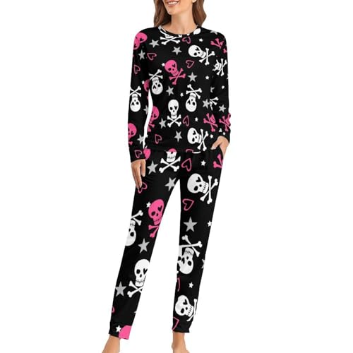 Pyjama Femme Crâne de Couleur Vêtement de Nuit Sleepwear T-Shirt