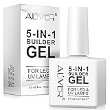 5 in 1 transparentes Nagelaufbaugel, UV/LED-Nagelaufbaugel für die Nagelreparatur, Verstärkungsverlängerung, Nagelgel-Basislack für solide Nagelspitzen, Dekorationen und Aufkleber, 15 ml (1 Pack)