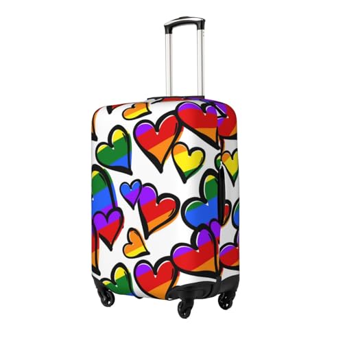 Rainbow Colored Gay Pride Hearts Print Luggage Suitcase Covers Elastic Washable Luggage Protector Luggage Covers For Suitcase2