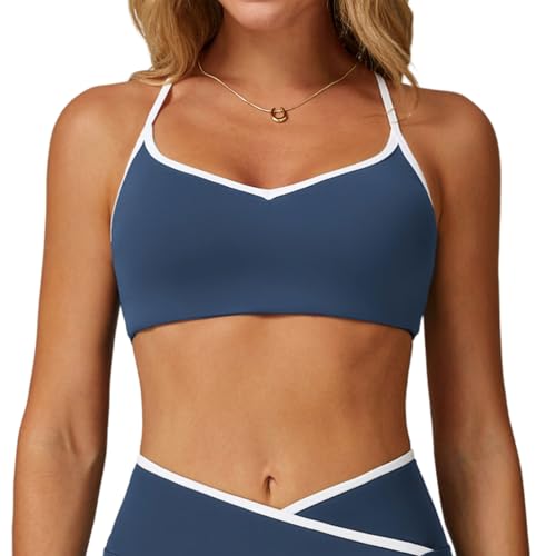 KASFDBMO Brasier de entrenamiento con espalda cruzada que absorbe el sudor, ligero, sin costuras, cómodo, ropa de fitness para mujer, panel de malla transpirable, para yoga, gimnasio, yoga, Insignia