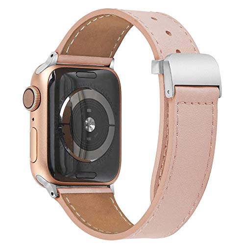 PUGO TOP Bracelet de Rechange en Cuir pour Apple Watch Series 4 40 mm 44 mm Série 3 2 1 38 mm 42 mm Bracelet de Sport pour Iwatch Nike+, Edition, Boucle en Acier Inoxydable
