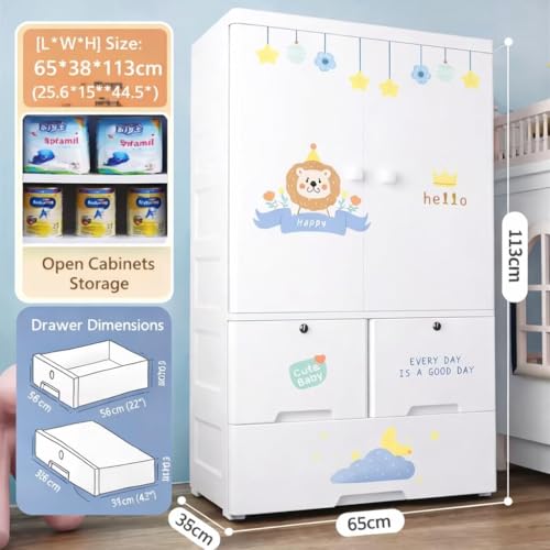 Image of Sunderlook Plastic Wardrobe for Kids Clothes - Foldable Collapsible Wardrobes for Clothes, Large Cupboard for Storage for Men and Women (Cloud White, 1 + 3 Door)