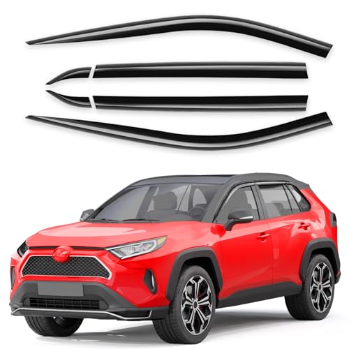 Image of Tape-On Window Visors Rain Guards for Toyota RAV4 2019-2025,6pcs | 6PCS,Low Profiles,Extra-Thick,Extra Durable,Out-Channel,Window Deflectors,Vent Visors,Vent Shades,Car Accessories