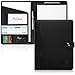 Produktbild AMKSONS Schreibmappe A4 in Schwarz inklusive Klemmbrett & DIN A4 Notizblock - Premium Konferenzmappe aus PU-Leder mit Dokumentenfächern, Stiftehalter, Klappdeckel und Magnetverschluss