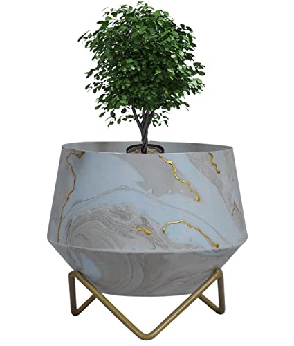 vudy Modern Designer Tabletop Metal Plant Stand Pot - Mid Century Decorative Indoor Plant Pots for Living Room, Balcony and Garden (Design1)