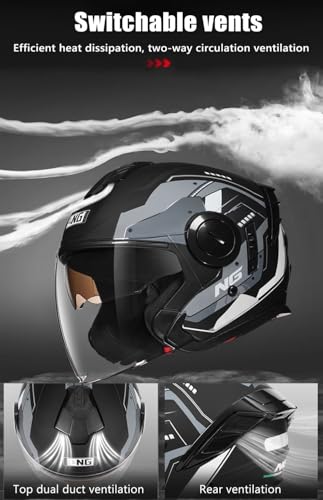 Casco half-helmet ciclomotor Bluetooth con doble visera solar integrada 6