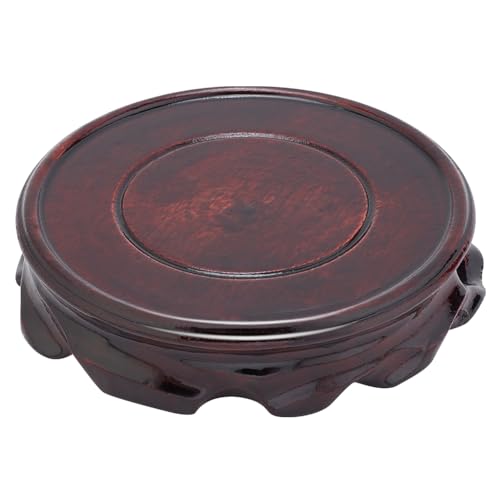 FINGERINSPIRE Solid Wood Display Stand Base 11.3x2.3cm Round Coconut Brown Wooden Plant Flower Pot Base Buddha Statue, Gemstone, Fish Tank, Teapot Display Pedestals for Home Decoration