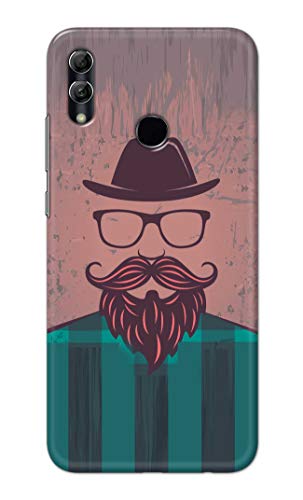 Image of PRINTFIDAA Man Icon with Beard Shirt Hipster Printed Designer Hard Case for Huawei P Smart (2019) / Honor 10 Lite, Pot-LX1 / POT-LX1AF Back Cover -(e) RPM1001