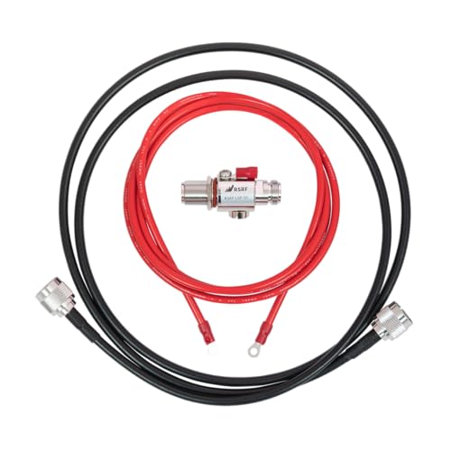 Waveform 50 Ohm Lightning Surge Protector Kit with N-Female Connectors, DC - 6000 MHz | 5' Cable + 10 AWG Ground Wire| for 4G, LTE, 5G, Wi-Fi, Cell Signal Booster, & Other Outdoor Antennas