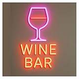 Neon-Schild-Partydekoration Dimmbare Neonreklame "Wine Bar" Für Lounge, Schaufensterdekoration Für Weinlounges, Sommelier, 38cm