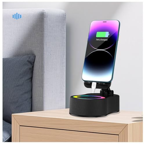SMADOM Regalos de cumpleaños para hombres y mujeres, soporte para teléfono celular con altavoz Bluetooth inalámbrico y cargador y luz ambiental colorida, sonido envolvente HD con teléfonos, tabletas,