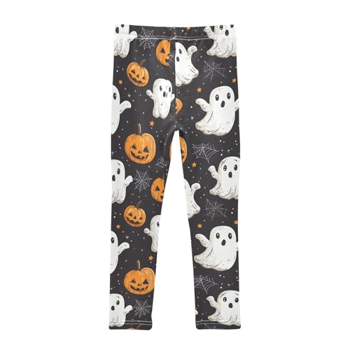 Cartoon Ghosts Pumpkins Halloween Girls Leggings White Sipder Webs Kids Yoga Pants Dance Active Tights 4T2
