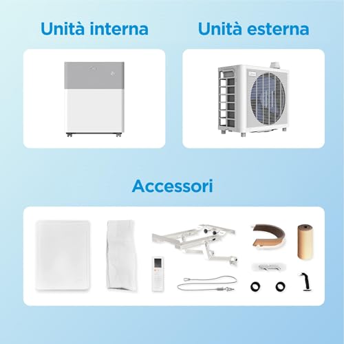 Midea Portasplit - Pompe à chaleur mobile - Refroidissement A++/chauffage A+, 12 000 BTU 3,5 kW - Pour pièces jusqu'à 42 m²/105 m³ - Seulement 39 dB(A) en mode silencieux - 11