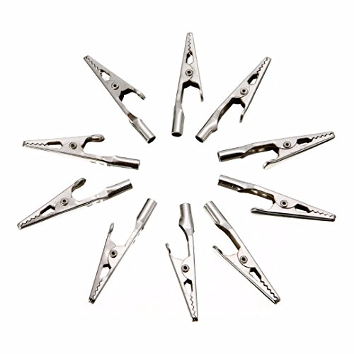 100pcs Nickel Steel Electric Test Crocodile Alligator Clips Clamps Silver Tone 51mm Length