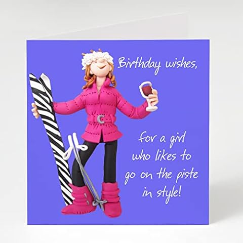 On The Piste Happy Birthday Card One Lump or Two Holy Mackerel Greeting Cards Cover