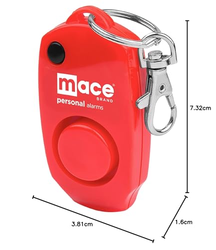 Image of Mace Brand 130dB Personal Alarm Key Chain with Bag Clip, Backup Whistle, and Hidden Off Button for Self Defense, Red