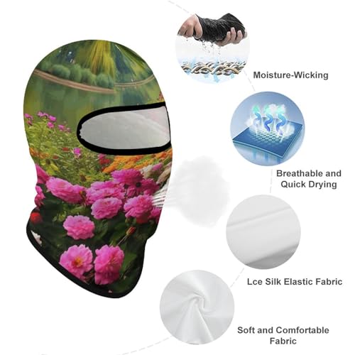 Balaclava para hombres para esquí y ciclismo con diseño de flores, cubre cara completa para mujer miniatura 3