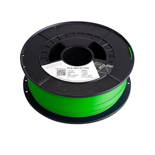 SMARTFIL PLA RECYCLED - Filamento para impresión 3D | Fabricado con PLA reciclado 100% | Peso: 1000g | Diámetro: 1.75 mm | Color: Green