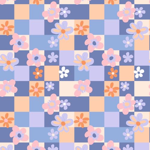 Image of LORETO - A QUALITY LINEN BRAND 144 TC 100% Pure Cotton King Size Fitted Bedsheet with 2 Pillow Covers for 72 x 72 Inch Mattress, All-Around Elastic, 8 Inch Deep Pocket, Pastel Floral Checkered