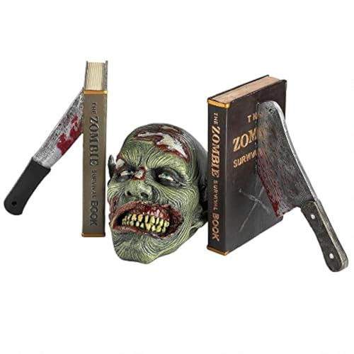 Design Toscano Dead Read, Livros esculturas de zumbi sangrento, 28 cm, cor completa