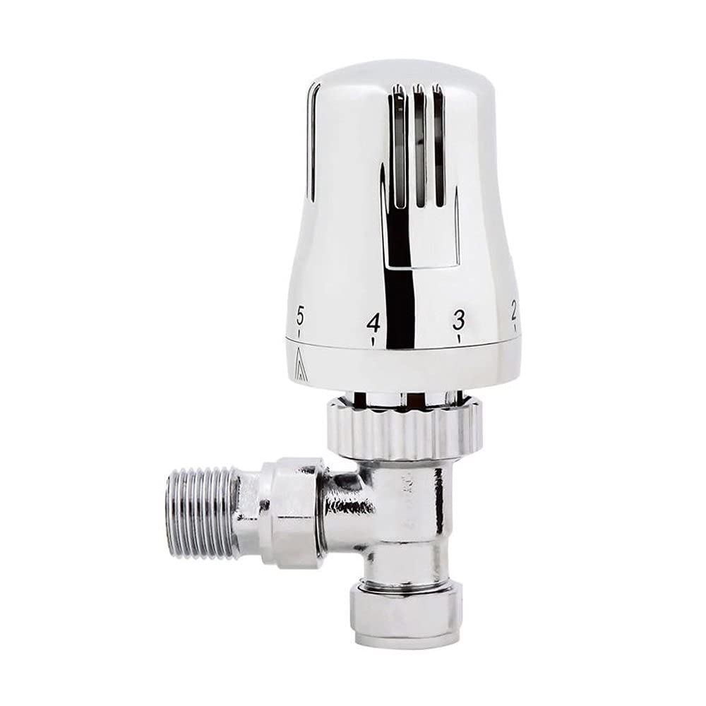 Válvulas termostáticas Modernas para radiador en ángulo con válvula Manual de Cabeza Redonda en ángulo cromada para radiador toallero