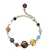Fesciory Women Solar System Bracelet Universe Galaxy The Eight Planets Guardian Star Natural Stone Beads Bracelet Bangle For Men(Gold(Adjustable))
