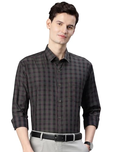 Image of Majestic Man Men's Pure Cotton Slim Fit Checkred Full Sleeve Classic Collar Everyday Formal Shirt