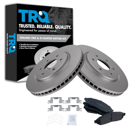 TRQ Front Brake Pad & Rotor Kit Brake Pads Brake Rotor Ceramic Premium G-Coated Compatible with 2005-2021 Nissan Frontier 2005-2012 Pathfinder 2005-2015 Xterra 2009-2012 Suzuki Equator
