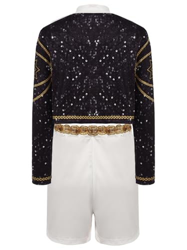 Sxiwei Kids Girls 3Pcs Long Sleeve Outerwear and Vest with Bottoms Concert Popular Singer Fashion Print Outfits Type B 8-9 Years4