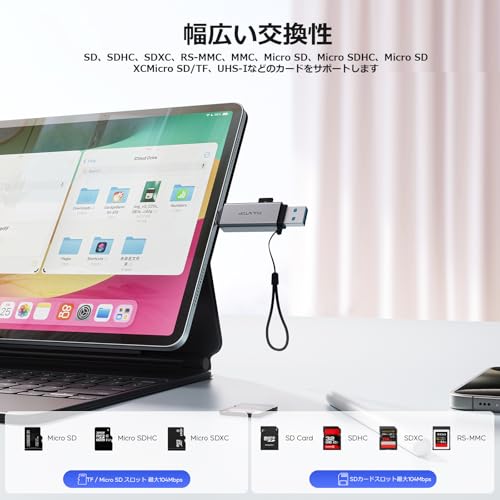 Image of SD Card Reader, High-Speed USB C to Micro SD Card Adapter USB 3.0 Dual Slots, Memory Card Reader for SD /Micro SD /SDHC /SDXC /MMC, Compatible with MacBook Pro /Air, Chromebook, Android