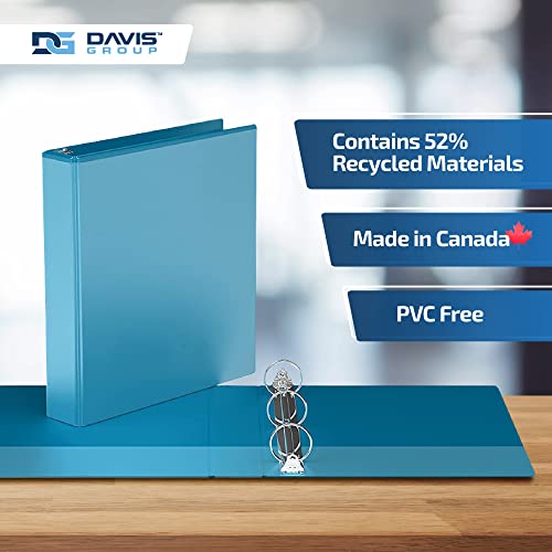 Image of Easyview 3-Ring Binder, Clear-View Cover, 1.5 inch Round Rings, Turquoise, 6 Pk | Heavy-duty binder, fits 8.5 inch x 11 inch paper, customizable cover, made in Canada, ideal for school or office use