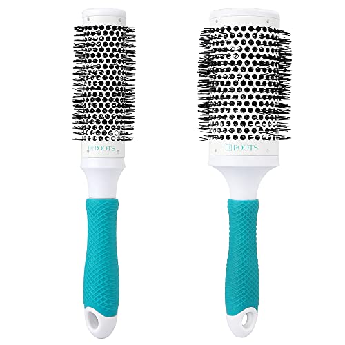 Image of ROOTS Theramic Barrel Hair Brush Pack of 2 | Ceramic Coated Body for Uniform Heating | For Blow Drying, Curling, Straightening, Add Volume & Shine | For Men & Women | Model - PEC58 & PEC44