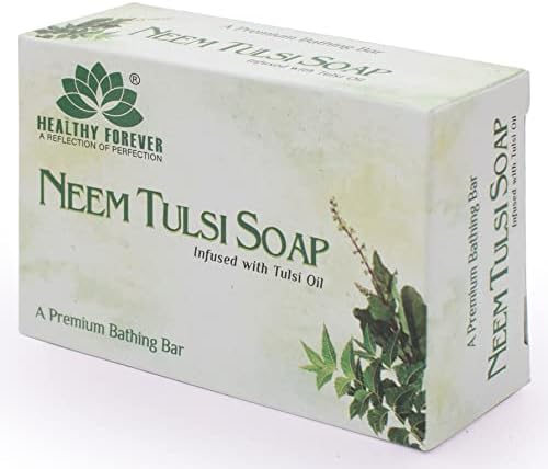 Healthy Forever Homemade Neem Tulsi Soap with 100% Pure Sulphate Parabens free Soap For Women, Men, Antibacterial Soap - 120gm (PACK OF 1)
