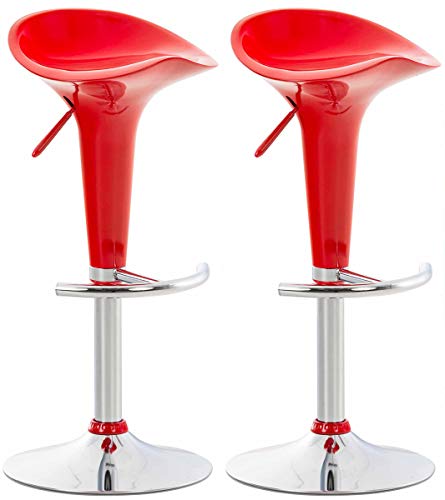 CLP Lot de 2 Tabourets de Bar Design Saddle - Chaise Haute avec Assise en Plastique Solide - Tabouret de Bar Hauteur Réglable et Pivotant Repose-Pied,...