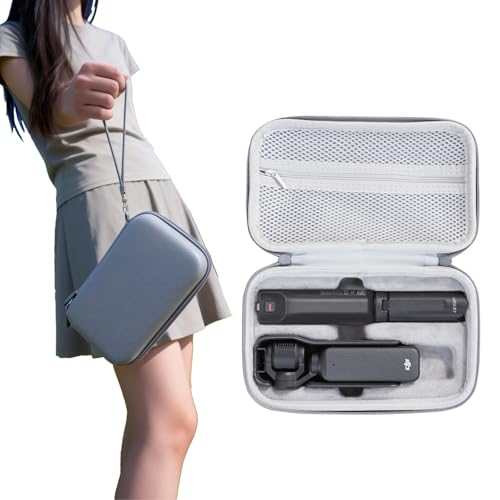 LKTOP Pocket 3 Carrying Case Xtra Muse Bag, Compatible with DJI Osmo Pocket3/Xtra Muse Camera Accessories, PU Portable Case Protective Hard Storage Bag for DJI OP3 Creator Combo with Wrist (9×5×3 In)