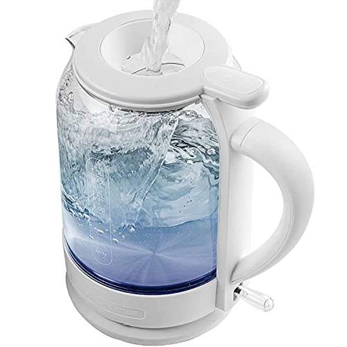 Ovente Electric Hot Water Glass Kettle 1.5 Liter Borosilicate Glass with ProntoFill Technology Easy Fill Solution, Portable 1500 Watt Tea Maker Auto Shut-Off Fast Heating for Beverage, White KG516W Ovente Electric Hot Water Glass Kettle 1.5 Liter Borosilicate Glass with ProntoFill Technology Easy Fill Solution, Portable 1500 Watt Tea Maker Auto Shut-Off Fast Heating for Beverage, White KG516W
