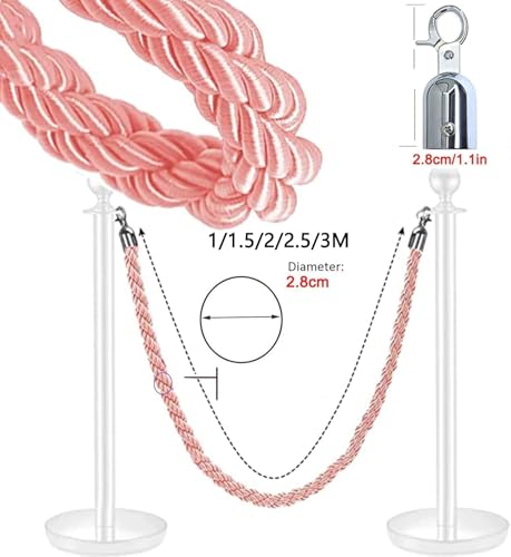 Cordas de barreira de fila de corda de suporte de prata, corda de controle de multidão, corda de cân