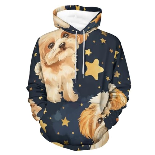 Sweatshirt chien aux étoiles hoodie homme et femme pullover manches longues S