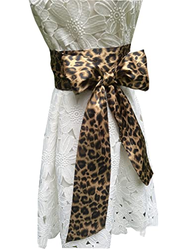 Leopard Print Satin Sash Belt For Dresses
