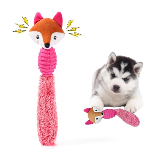 Fadcaer Dog Chew Toys,Squeaky Puppy Toys for Small Medium Dogs,Cats Interactive Dog Toys with Crinkle Paper Puppy Teething Toys Small Dog Toys for Teeth Cleaning,Playing and Training (Rose Pink)