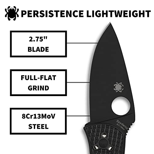 Spyderco Persistence Lightweight Pocket Knife - Durable Black Oxide Blade with Bi-Directional Textured FRN Handle - Everyday Carry Folding Knife for Tactical End Users - Image 3