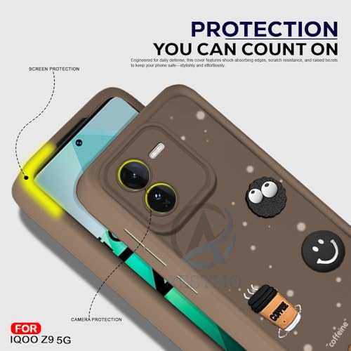 Image of AESTMO Back Case Cover for iQOO Z9 5G Cover | Cute Fun Cartoon 3D Ball | Coffee Silicone Case | Full Body Protection | Camera Protection Back Cover for iQOO Z9 5G (Brown)